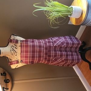 NWOT Burgundy Cream Plaid Jumper Size M